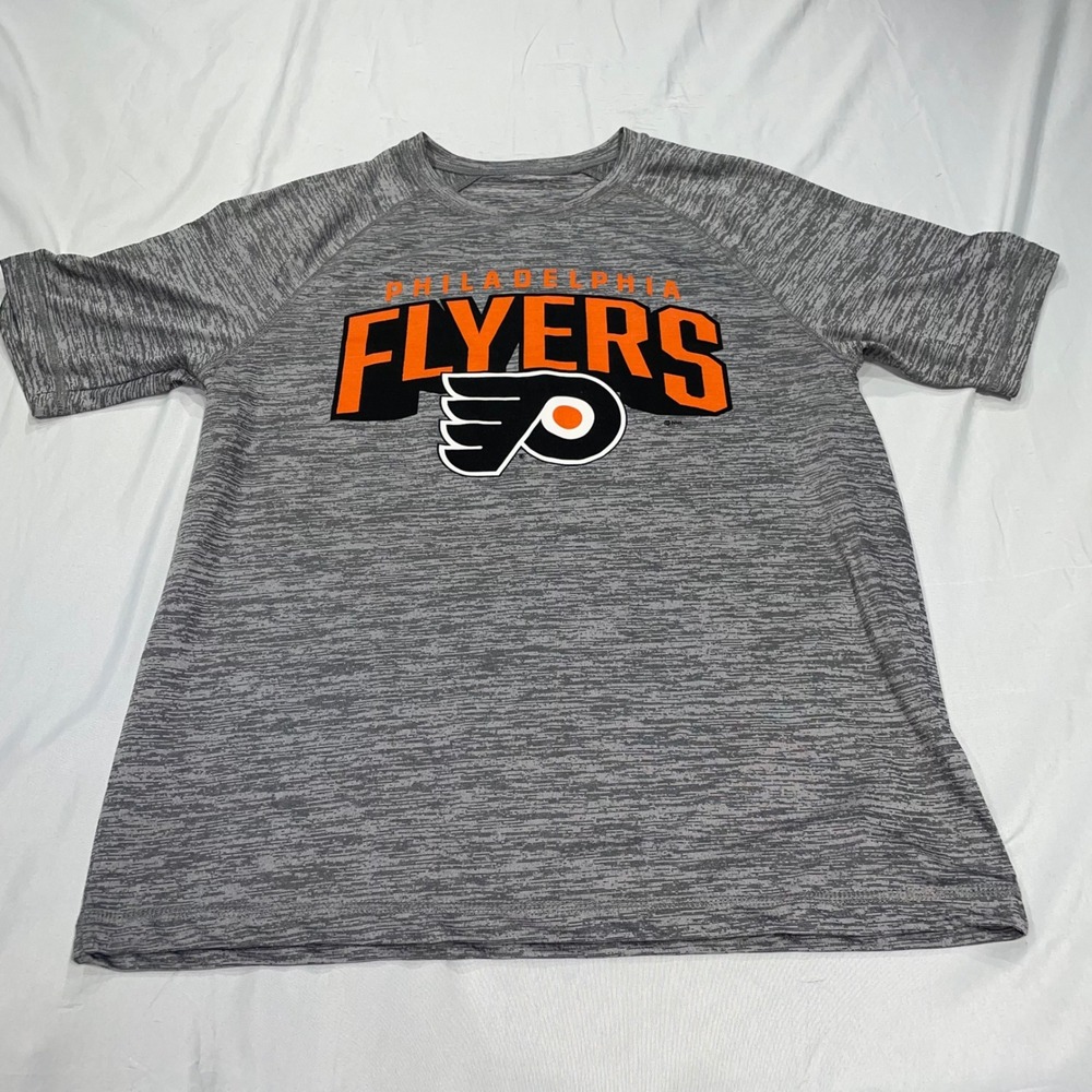 Philadelphia Flyers Youth Gray Space Dye Performance T-Shirt Size Medium NHL